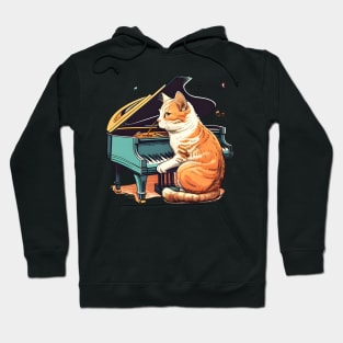 Cute Funny Cat Playing Piano - Musician Cat Lover Hoodie